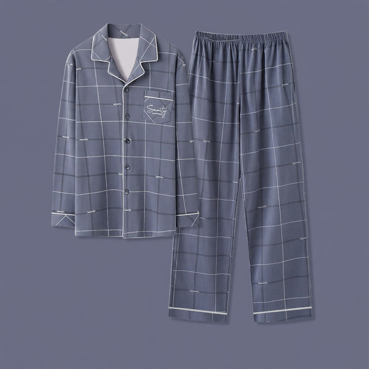 Men's pajamas made of 100% cotton, long-sleeved