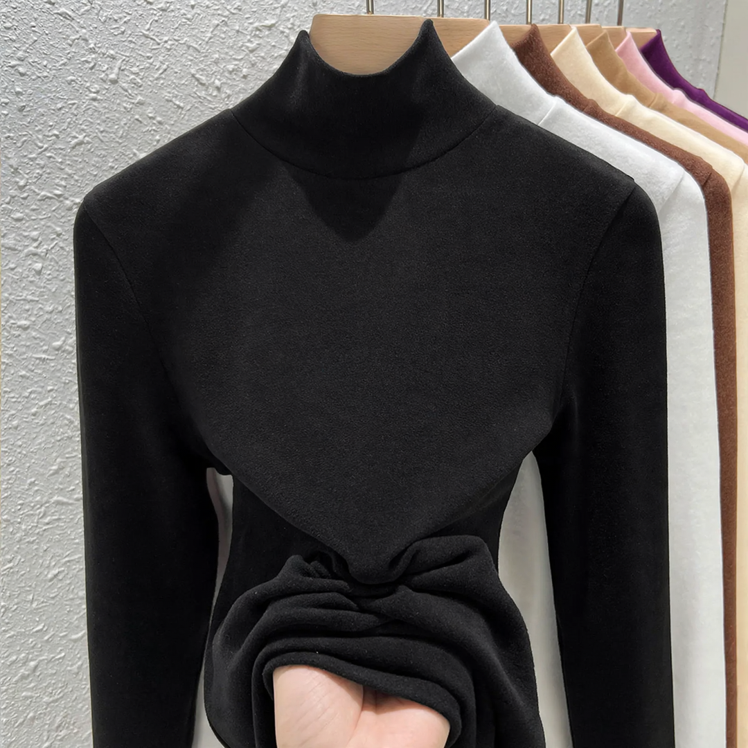Women's Long Sleeve Undershirt with Stand-Up Collar