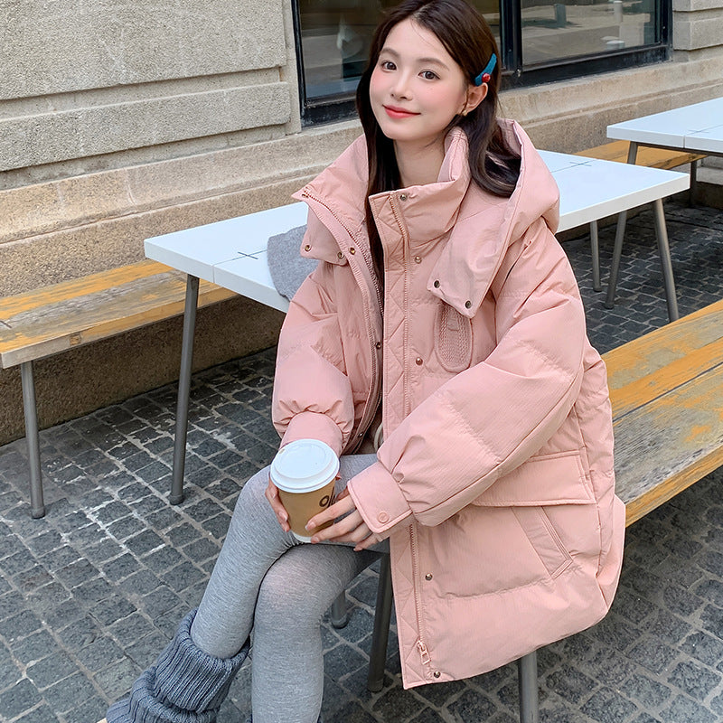 Women's down jacket with hood, plus size
