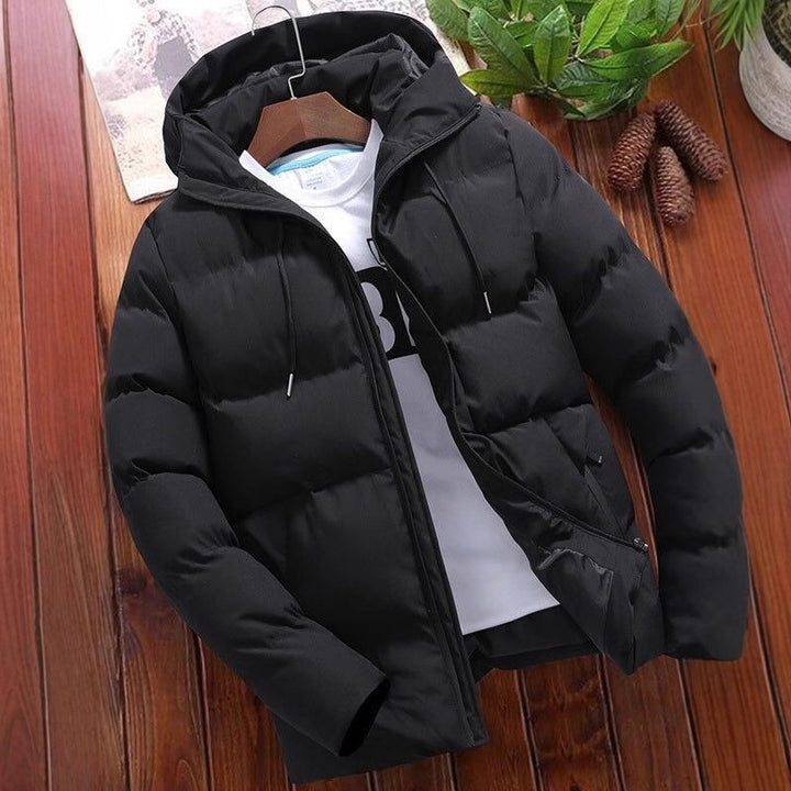 Men's quilted jacket with hood, short