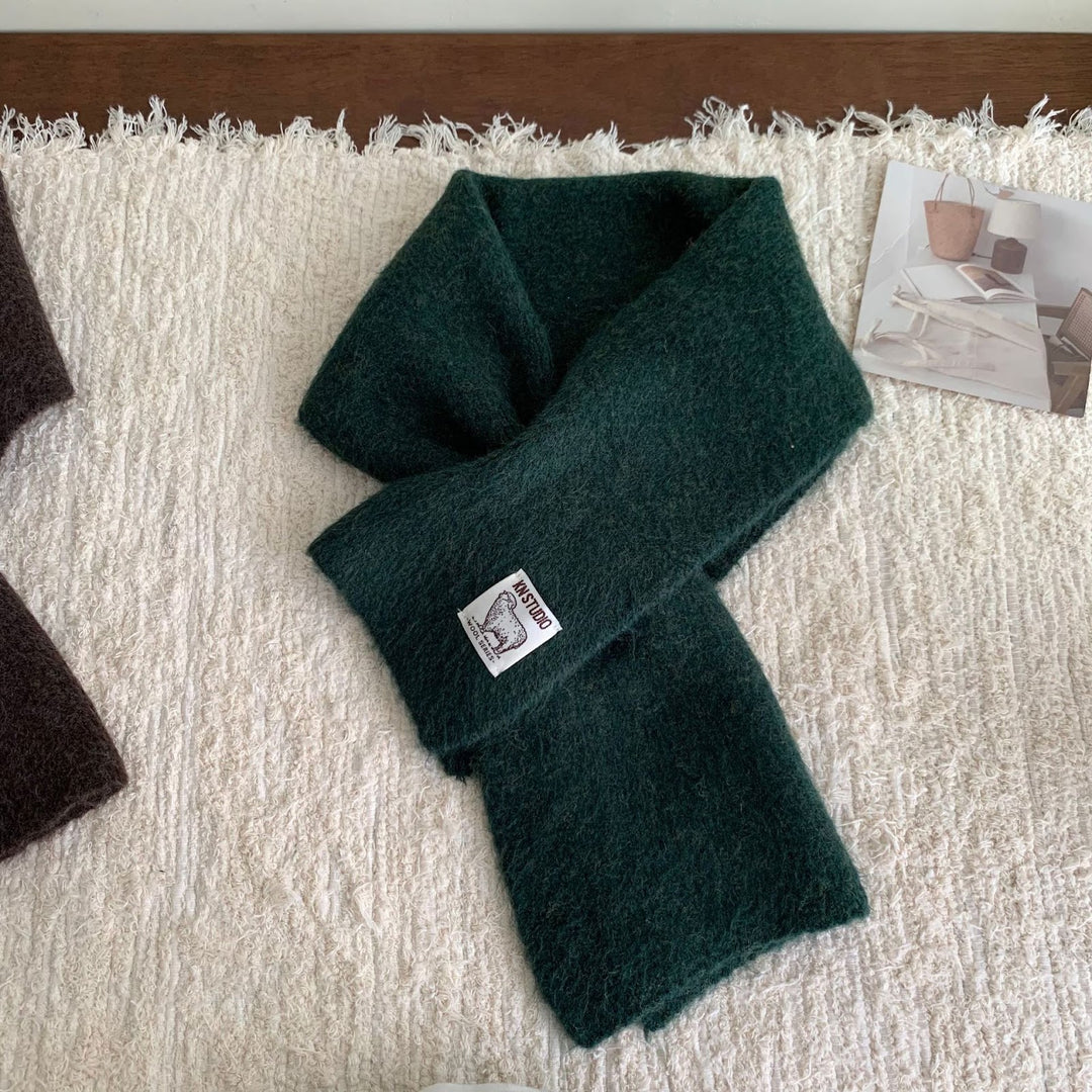 Short knit scarf with slit, alpaca wool blend
