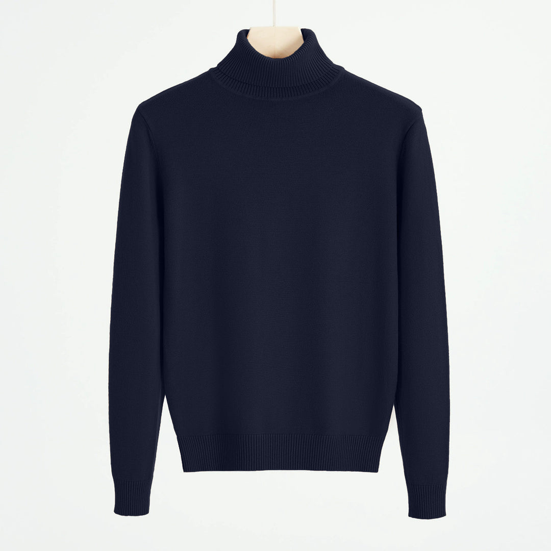 Men's knit sweater with turtleneck, warm
