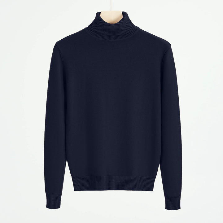 Men's knit sweater with turtleneck, warm