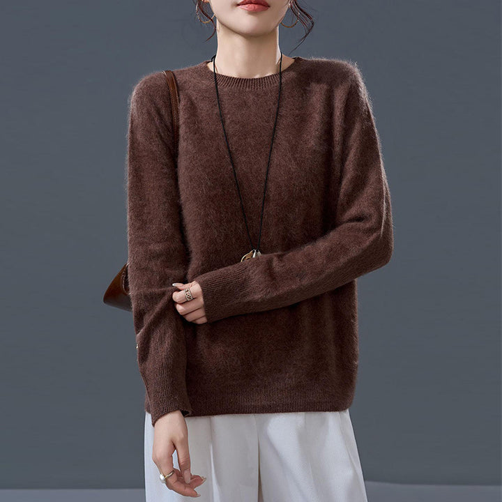 Women's Cashmere Wool Sweater, Brushed, Round or V-Neck