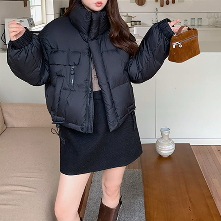 Short women's down jacket, duck down, urban style
