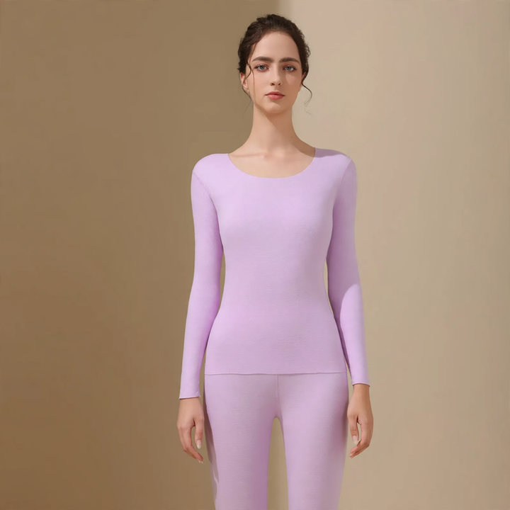 Seamless thermal underwear set with double-sided brushing