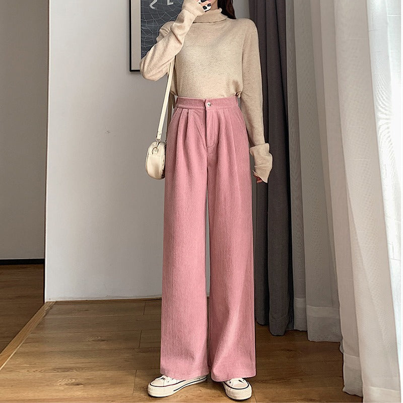 Suit-style Cord Pants, wide cut