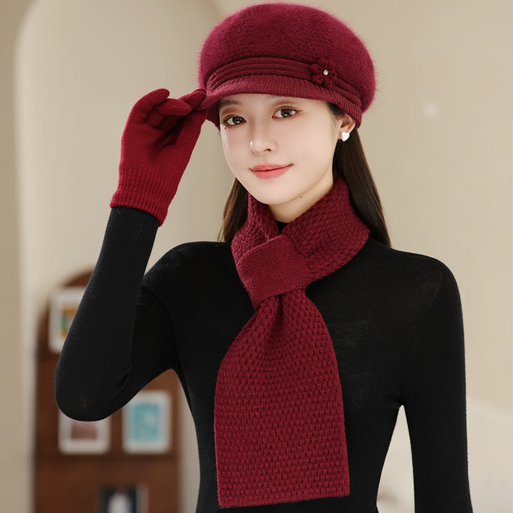 Women's Knit Set: Warm Hat, Scarf, and Gloves