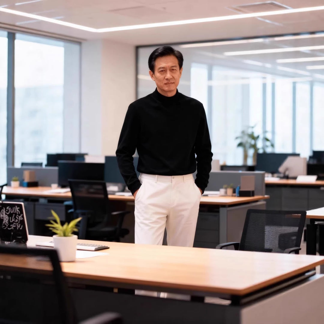 Men's Long Sleeve Shirt with Stand-up Collar and Thermal Lining