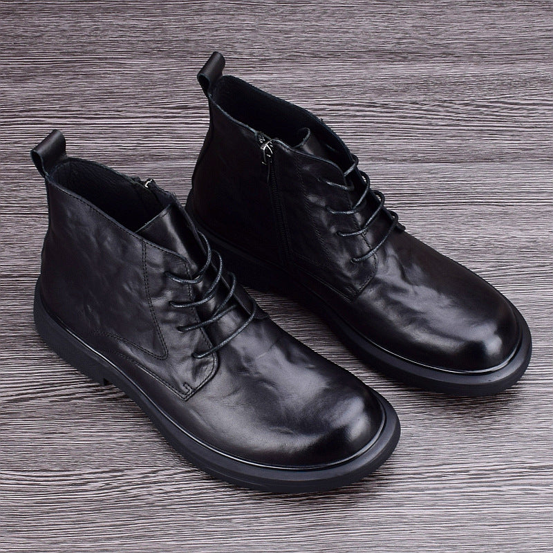 Men's leather boots, insulated, slip-resistant