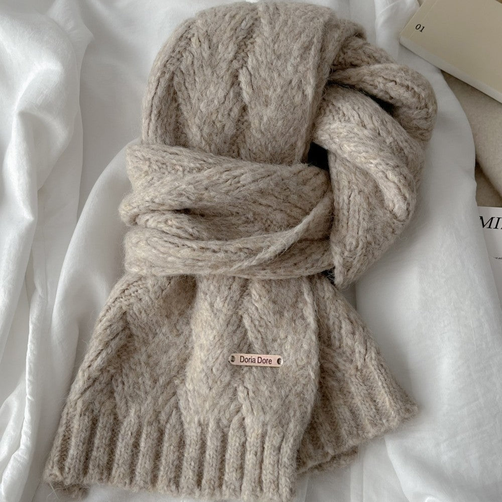 Alpaca wool scarf, solid color, 24x165cm