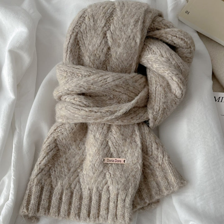 Alpaca wool scarf, solid color, 24x165cm