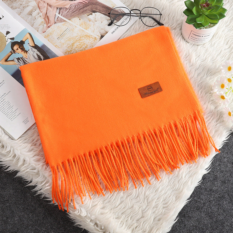 Winter scarf with fringes, 200x70 cm