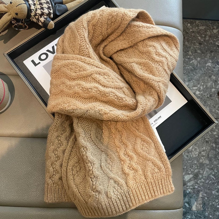 Merino wool scarf, cable pattern, 160x20cm