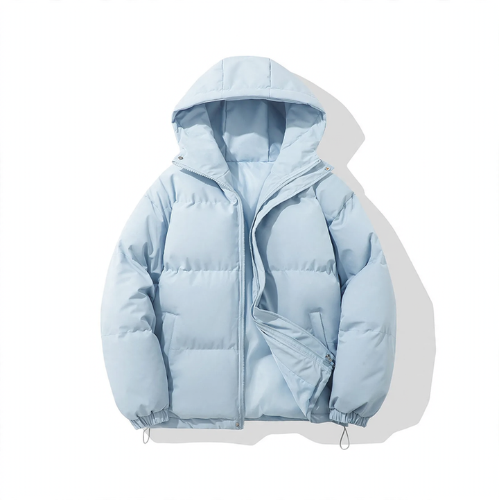 Men's quilted jacket with hood, insulated, windproof