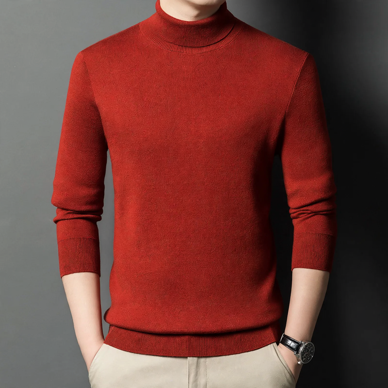Men's wool sweater, standing collar, warm