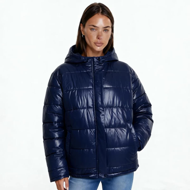 Padded women's hoodie in modern style