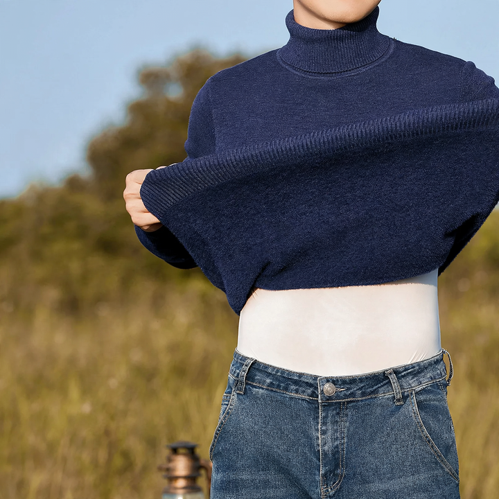 High-quality men's turtleneck sweater made of modal-wool blend