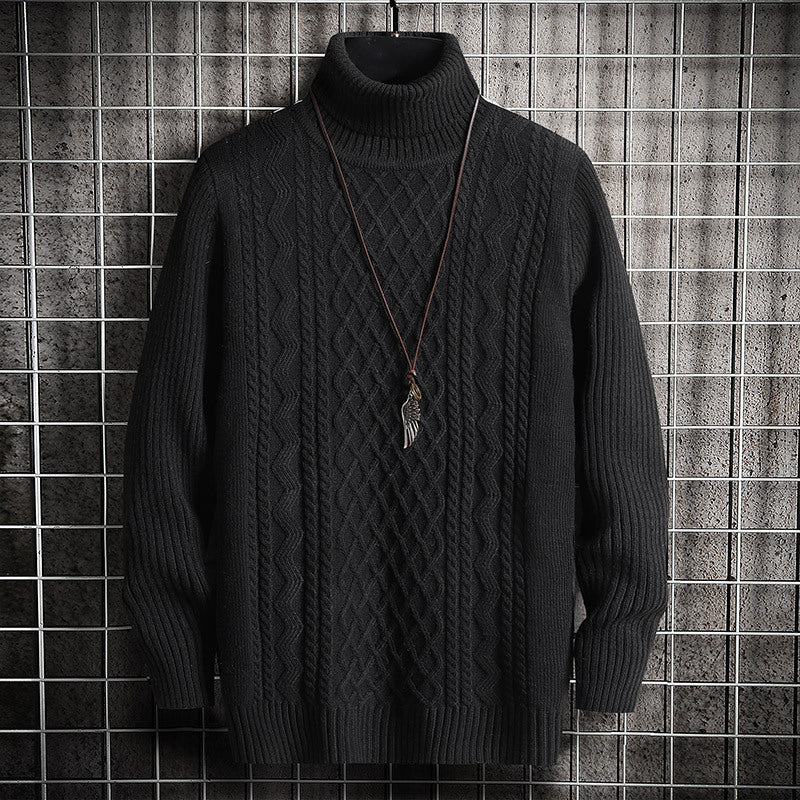 Men's sweater, turtleneck, diamond pattern, slim