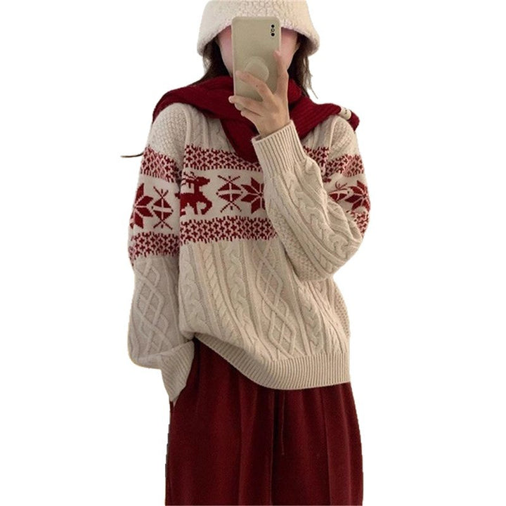 Christmas knit sweater with Fair Isle pattern
