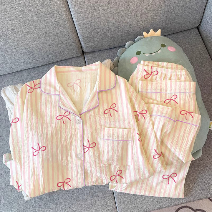 Women’s Pajama Set, long-sleeve, with bow detail