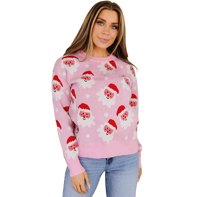Women's knit sweater with Christmas motif