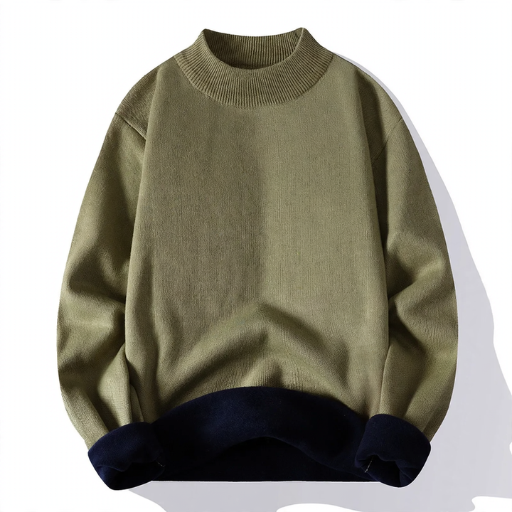 Men's sweater with stand-up collar, padded, loose