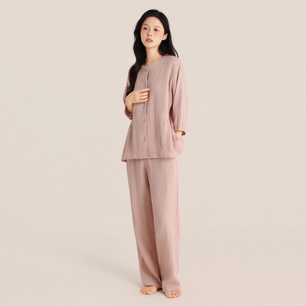 Cotton pajama set, round neck, for couples