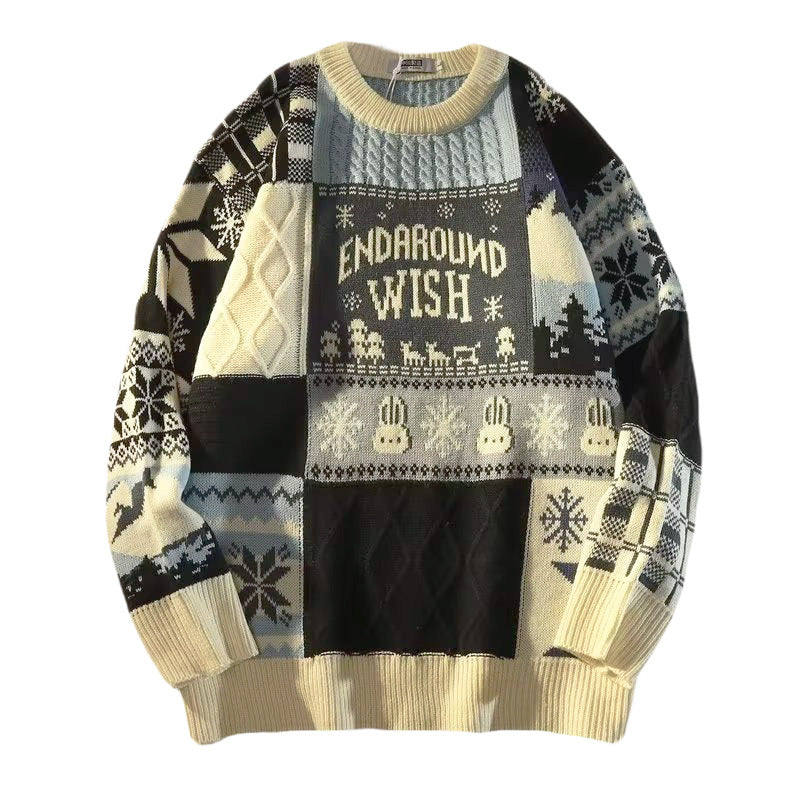 Knitted pullover with bear embroidery