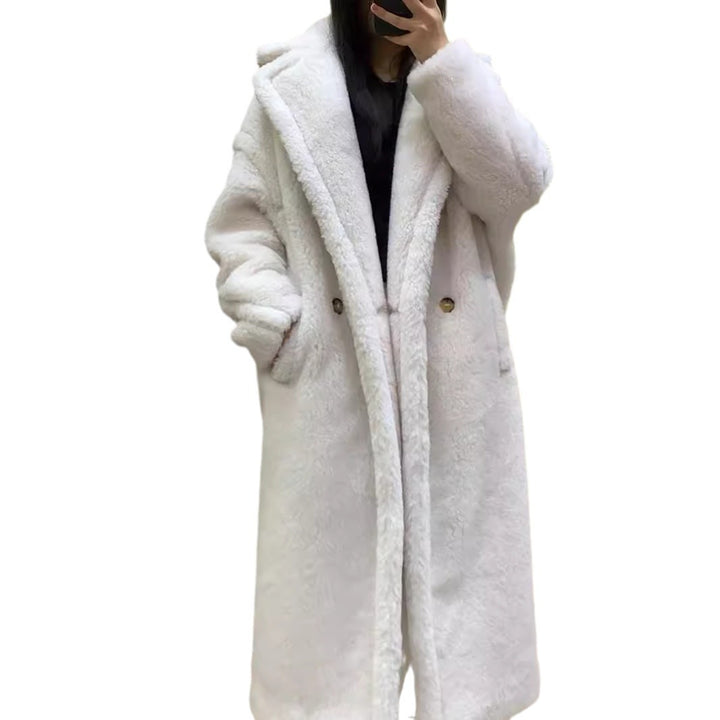 Teddy Coat with Gloss Effect, Mid-Length, Women's
