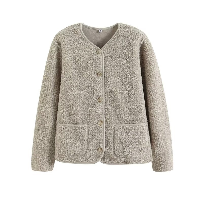 Fleece Jacket made of Lambskin Imitation