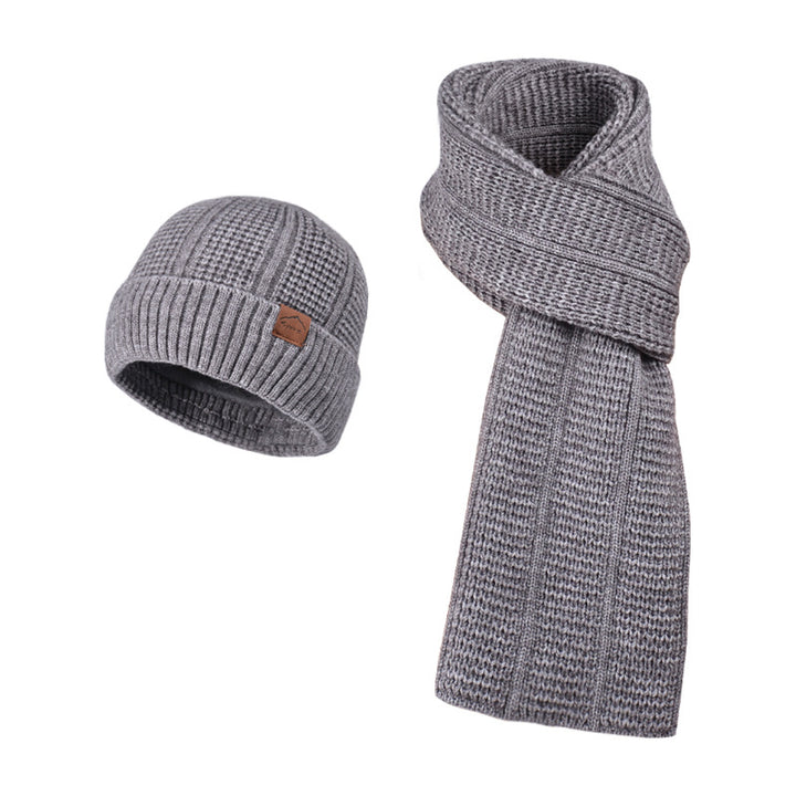 Knitted hat and scarf set for men, warming