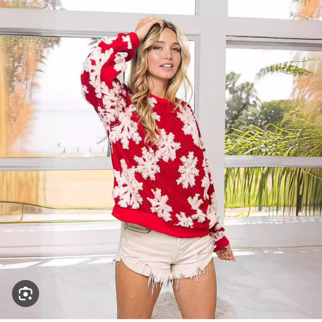 Women’s knitted sweater with floral embroidery