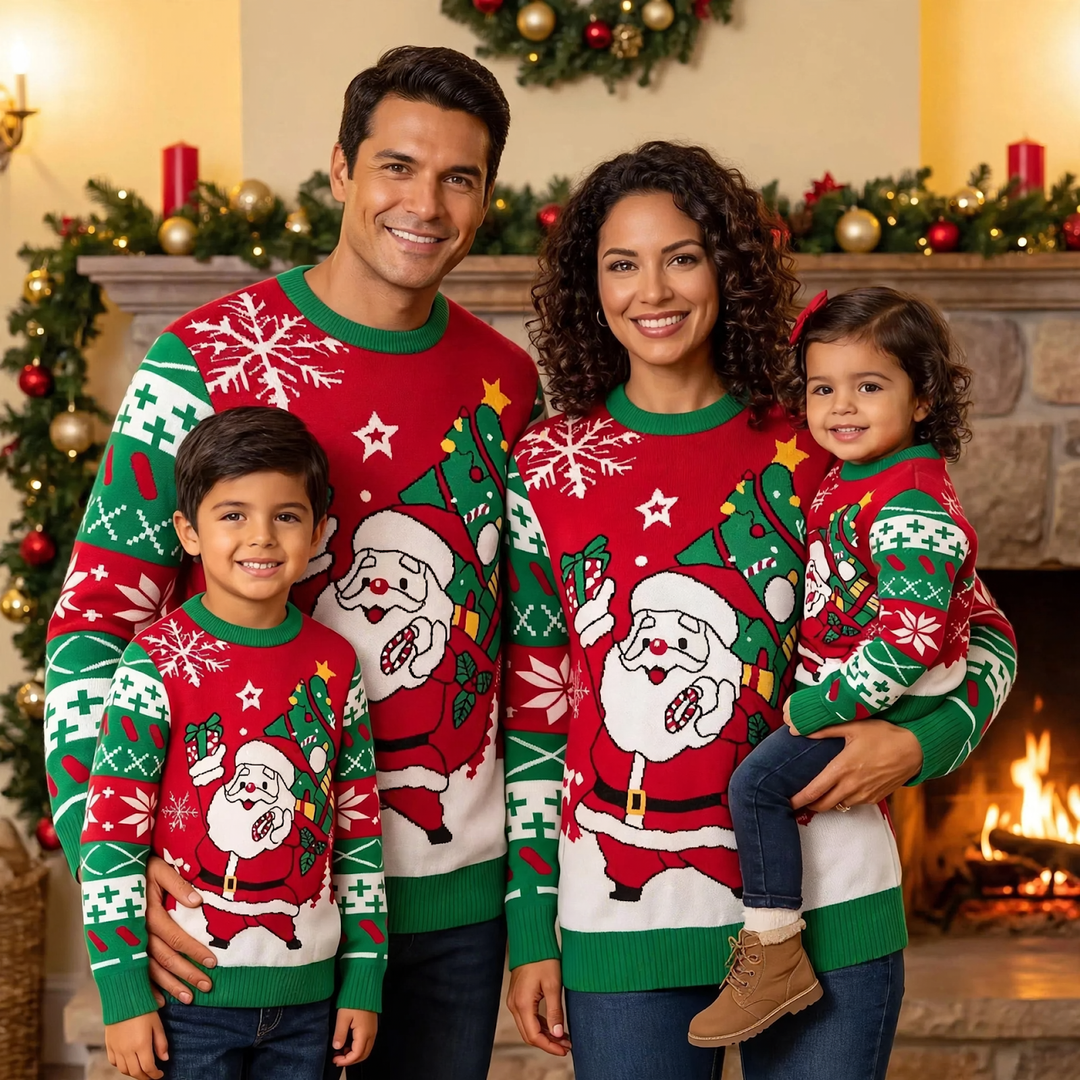 Unisex knitted sweater with Christmas jacquard pattern