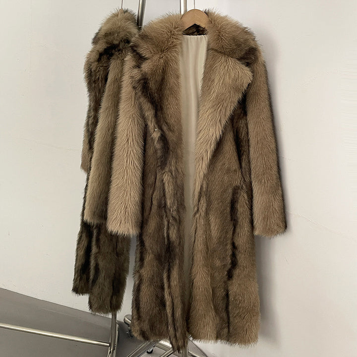 Long women's faux fur coat, lined