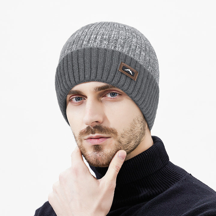 Knit Set: Beanie and long scarf with leather detail