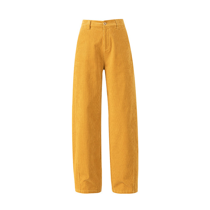 Ladies' corduroy pants with high waistband and wide leg