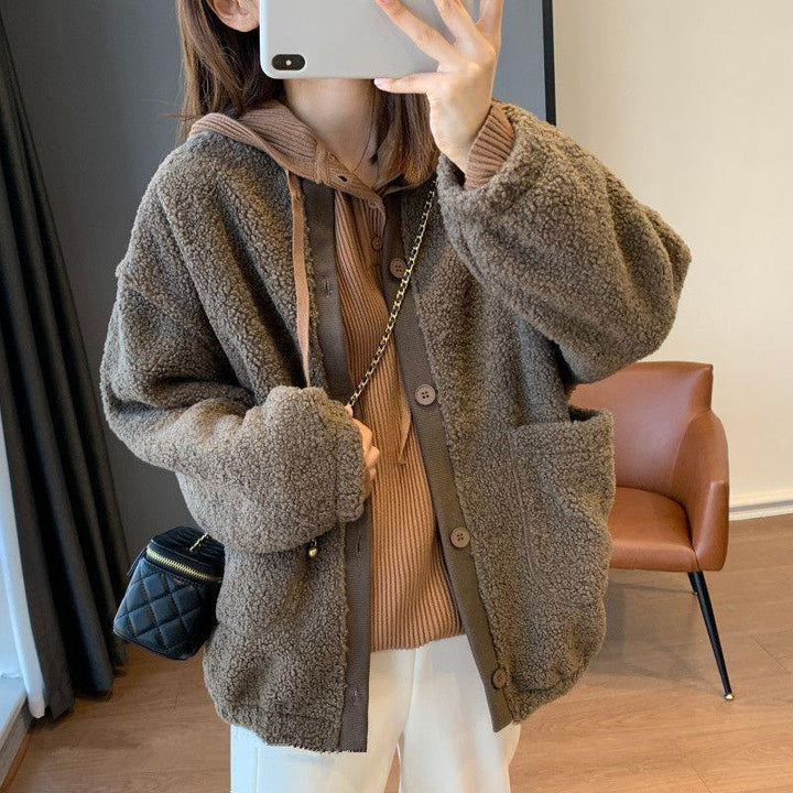 Warm Teddy fleece Jacket in Baseball Style