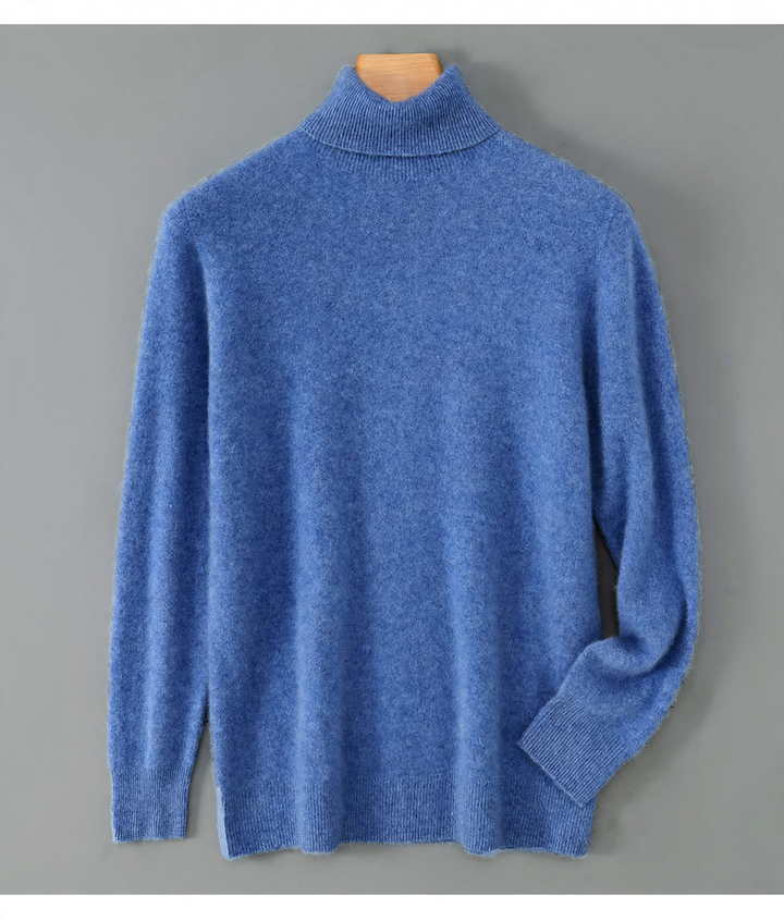 Men's wool sweater, roll neck, loose fit