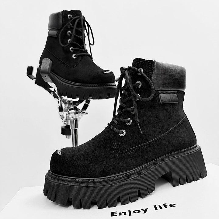 Men's boots, high shape, suede look