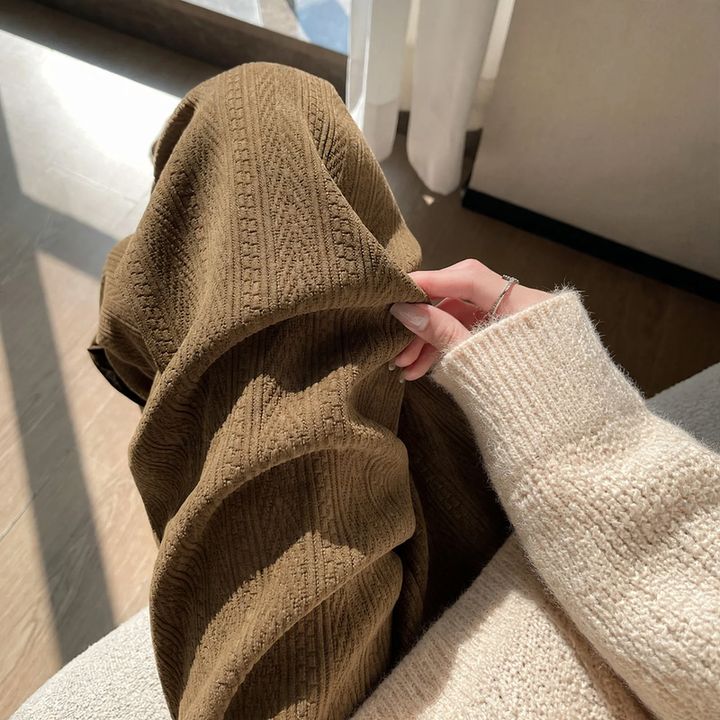 Padded cord wide trousers, loose fit
