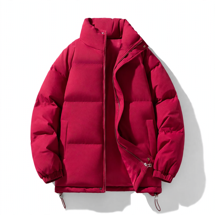 Unisex quilted jacket, stand-up collar, padded, solid color