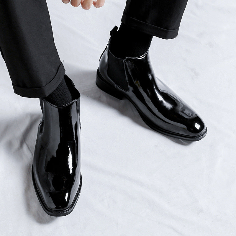 Men's Chelsea Boots, Patent Leather Look