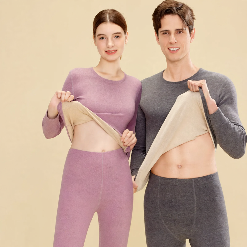 Thermo set made of wool and silk, brushed on both sides