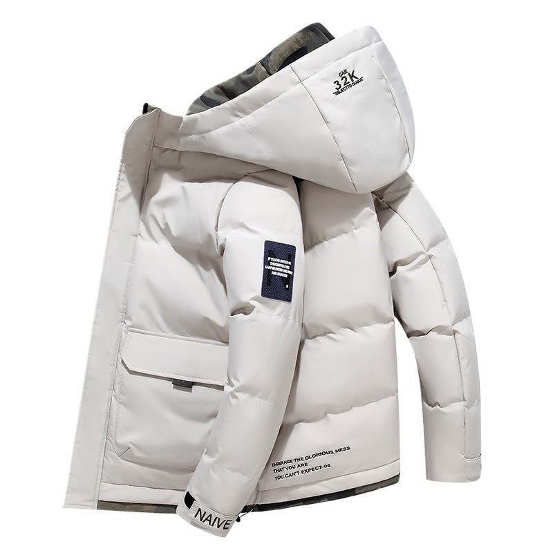 Padded hooded jacket for men, short