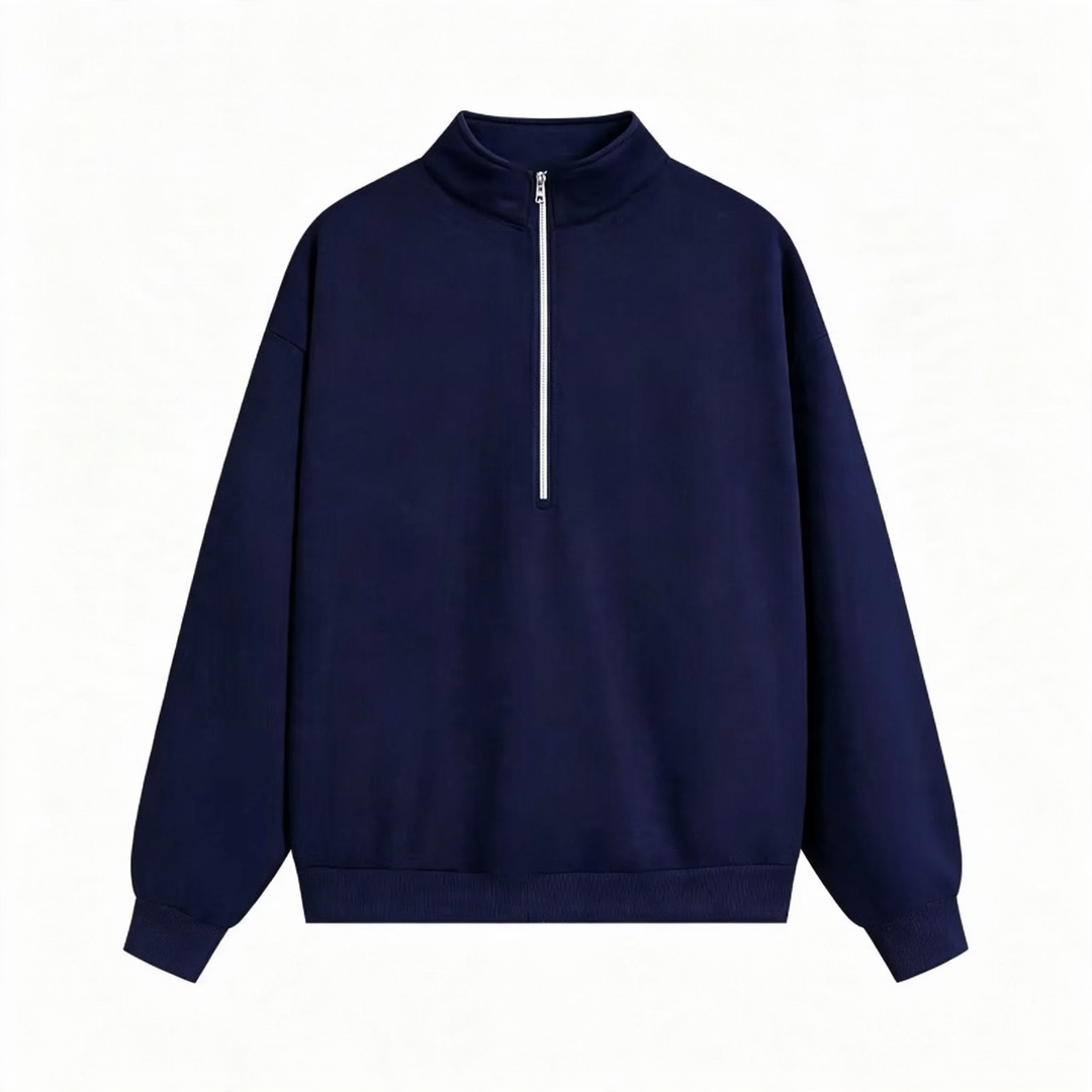 Unisex pullover with zipper and letter print