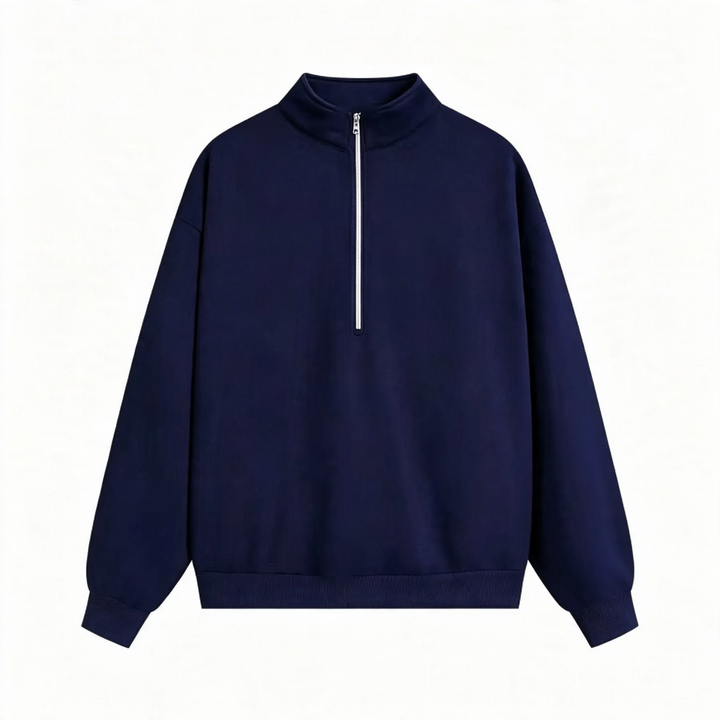 Unisex pullover with zipper and letter print