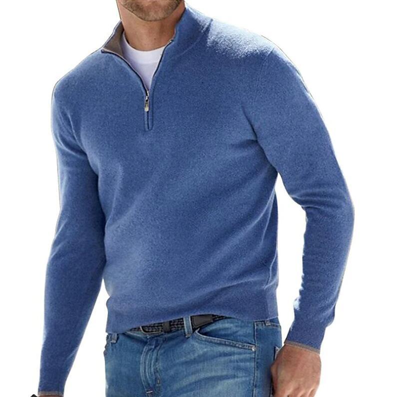 Men's Long Sleeve Cashmere Sweater with Zipper