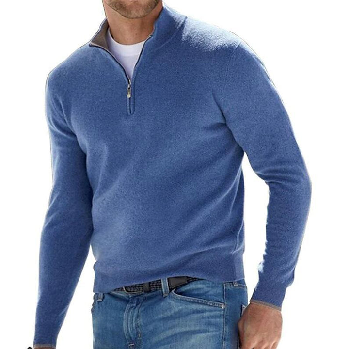 Men's Long Sleeve Cashmere Sweater with Zipper
