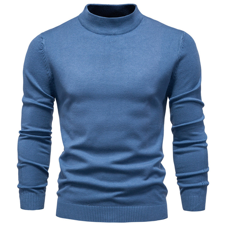 Men's turtleneck sweater, solid color, casual